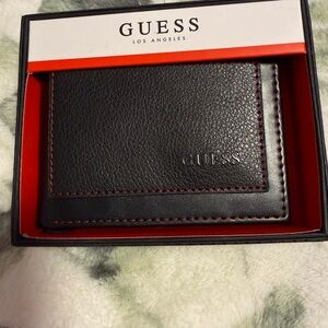 Guess Black and Red Leather Card Holder